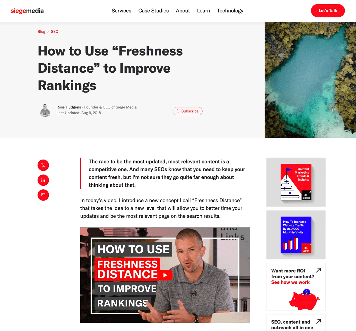 Ross Hudgens’ “How to Use ‘Freshness Distance’ to Improve Rankings” piece of thought leadership content.