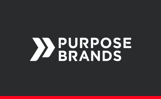 A gray logo for Purpose Brands