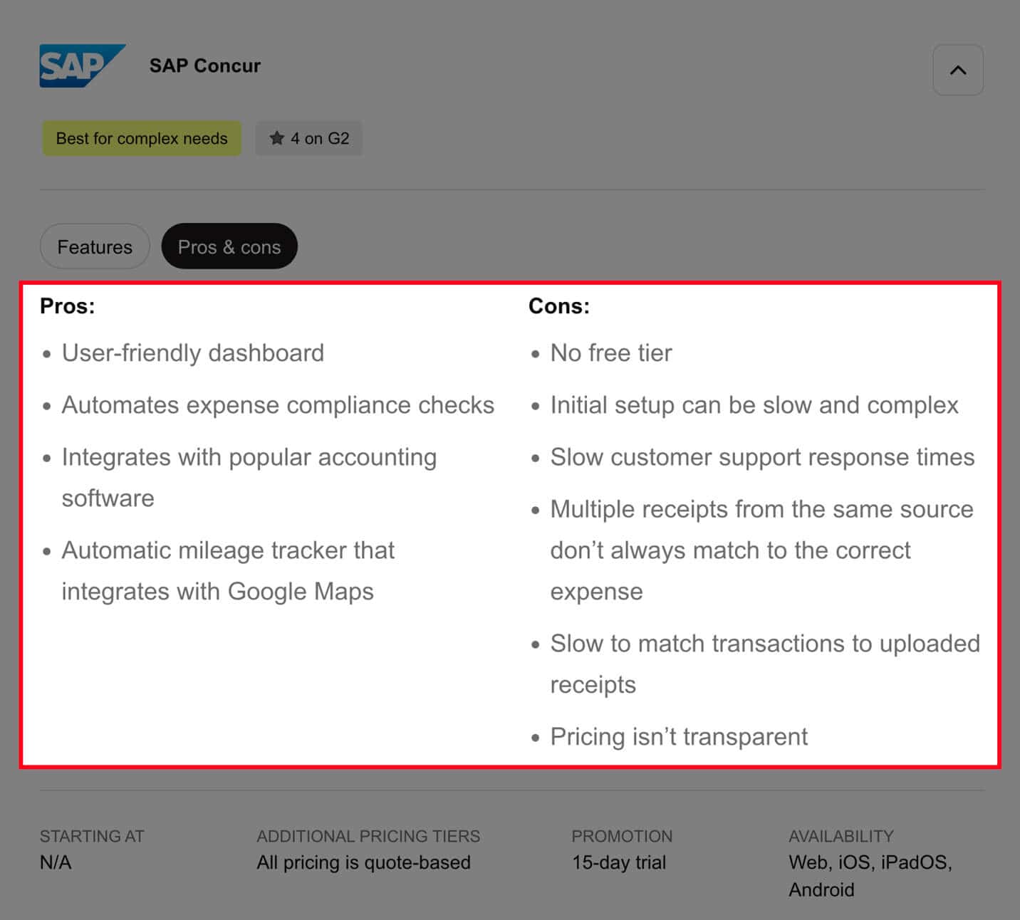 Example of bulleted scannable content with optimal structure on the Ramp website.