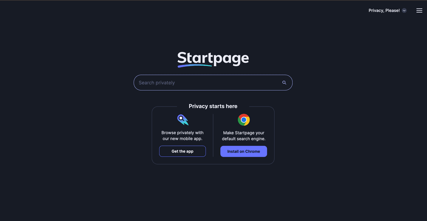 The Startpage search engine as a Google alternative.