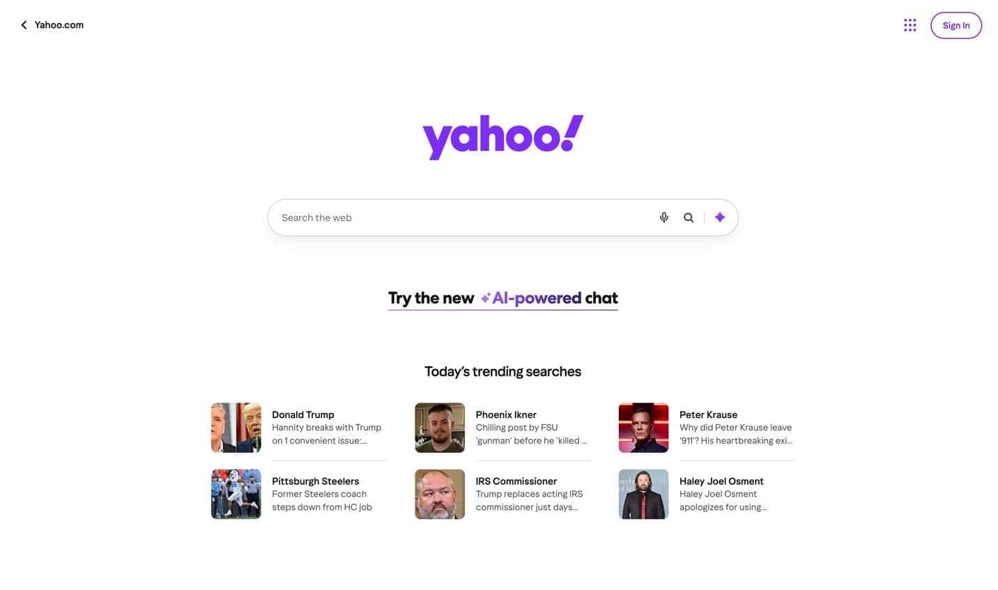 The Yahoo! search engine as a Google alternative.
