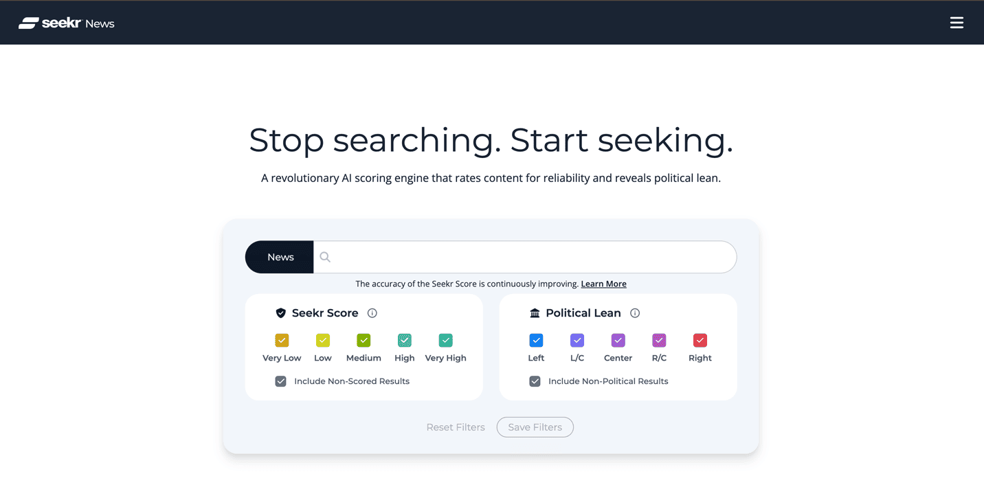 The Seekr search engine as a Google alternative.