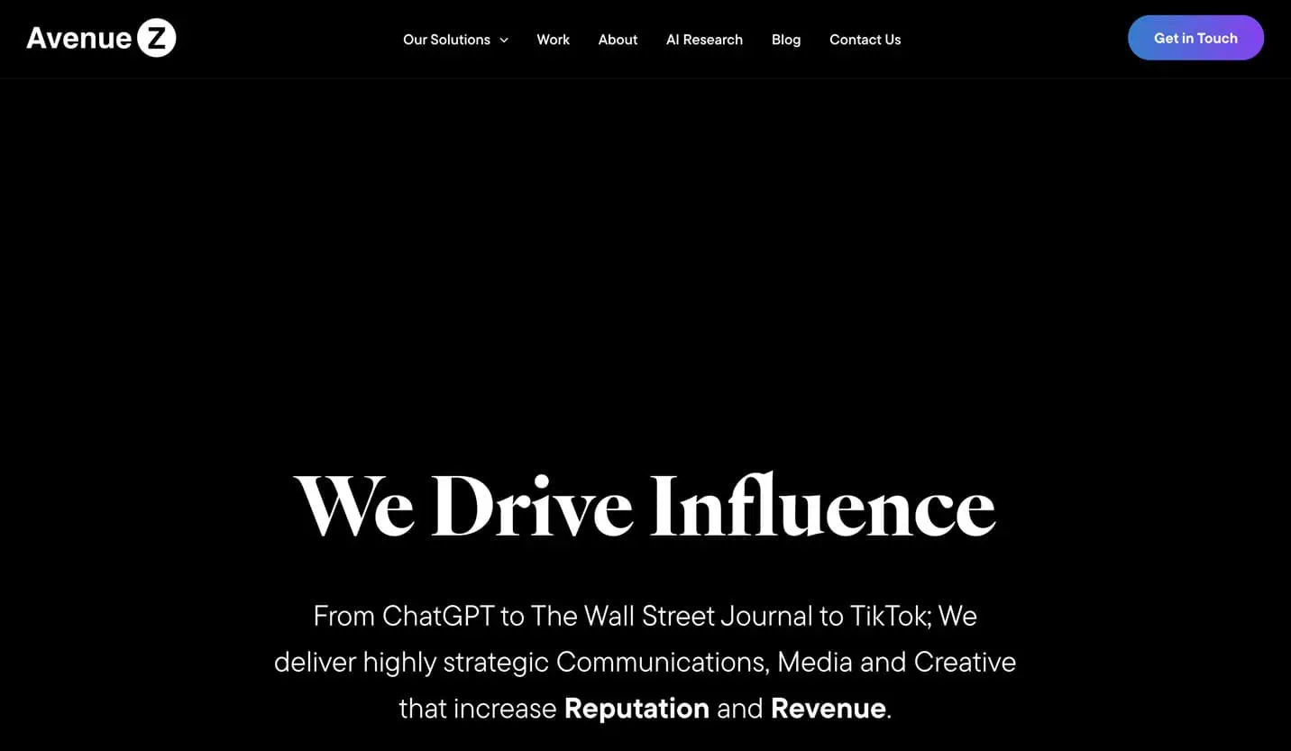 Avenue Z website homepage