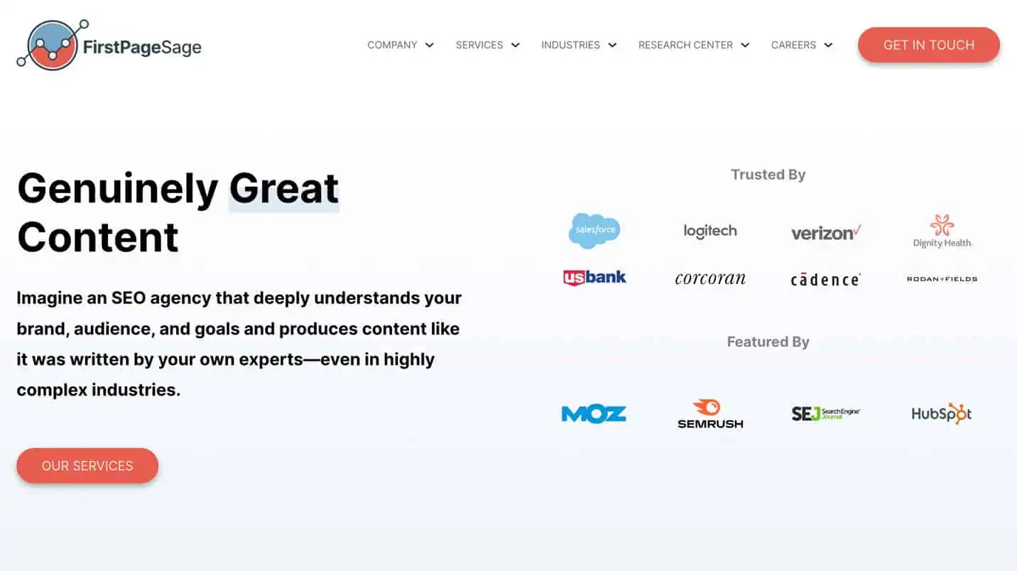First Page Sage website homepage