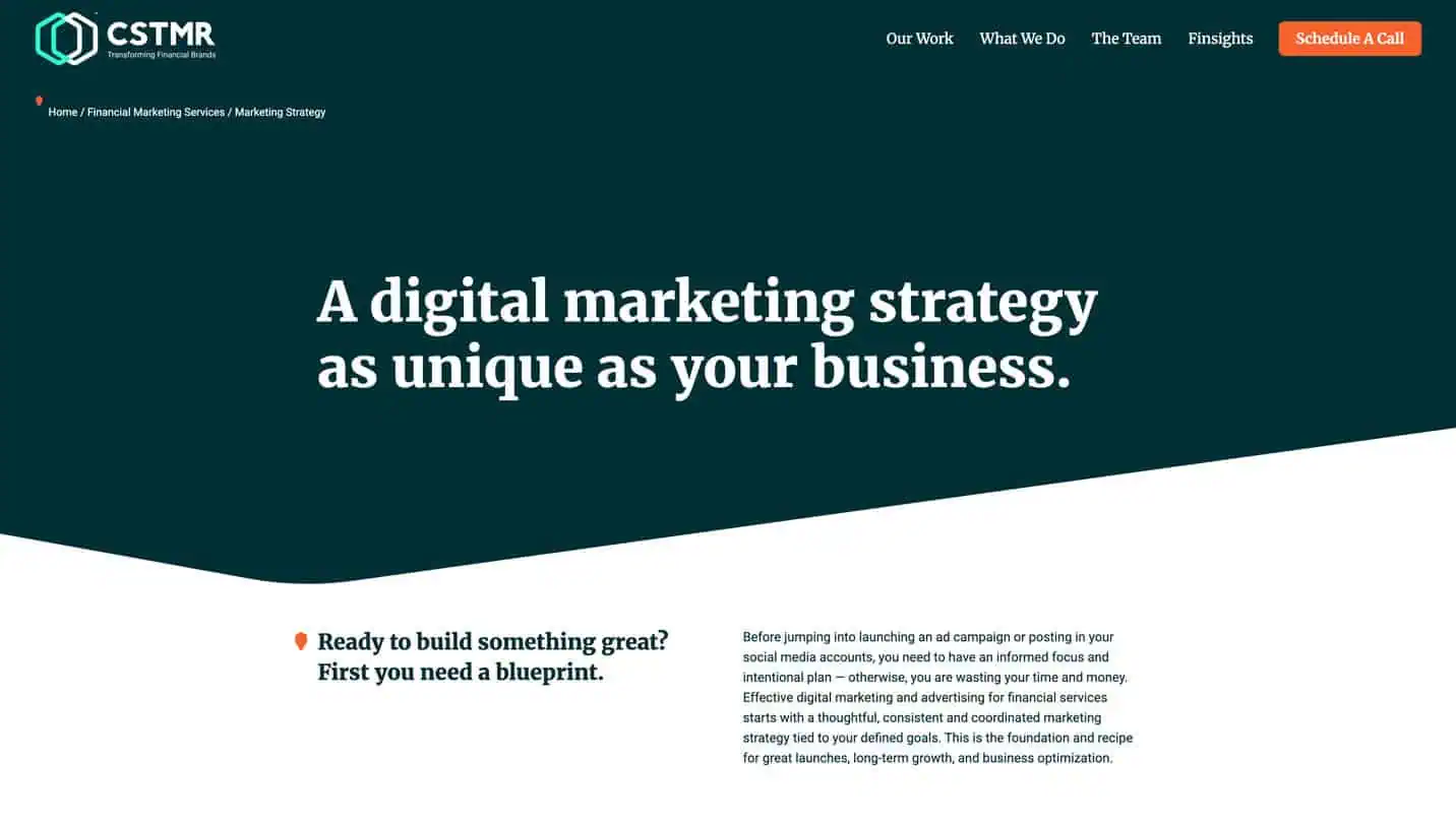 CSTMR's website homepage.
