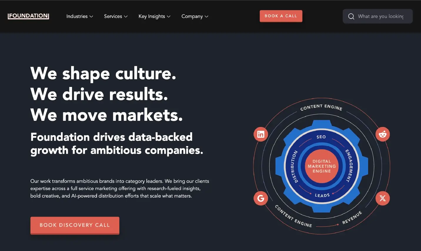 Screenshot of Foundation agency homepage.