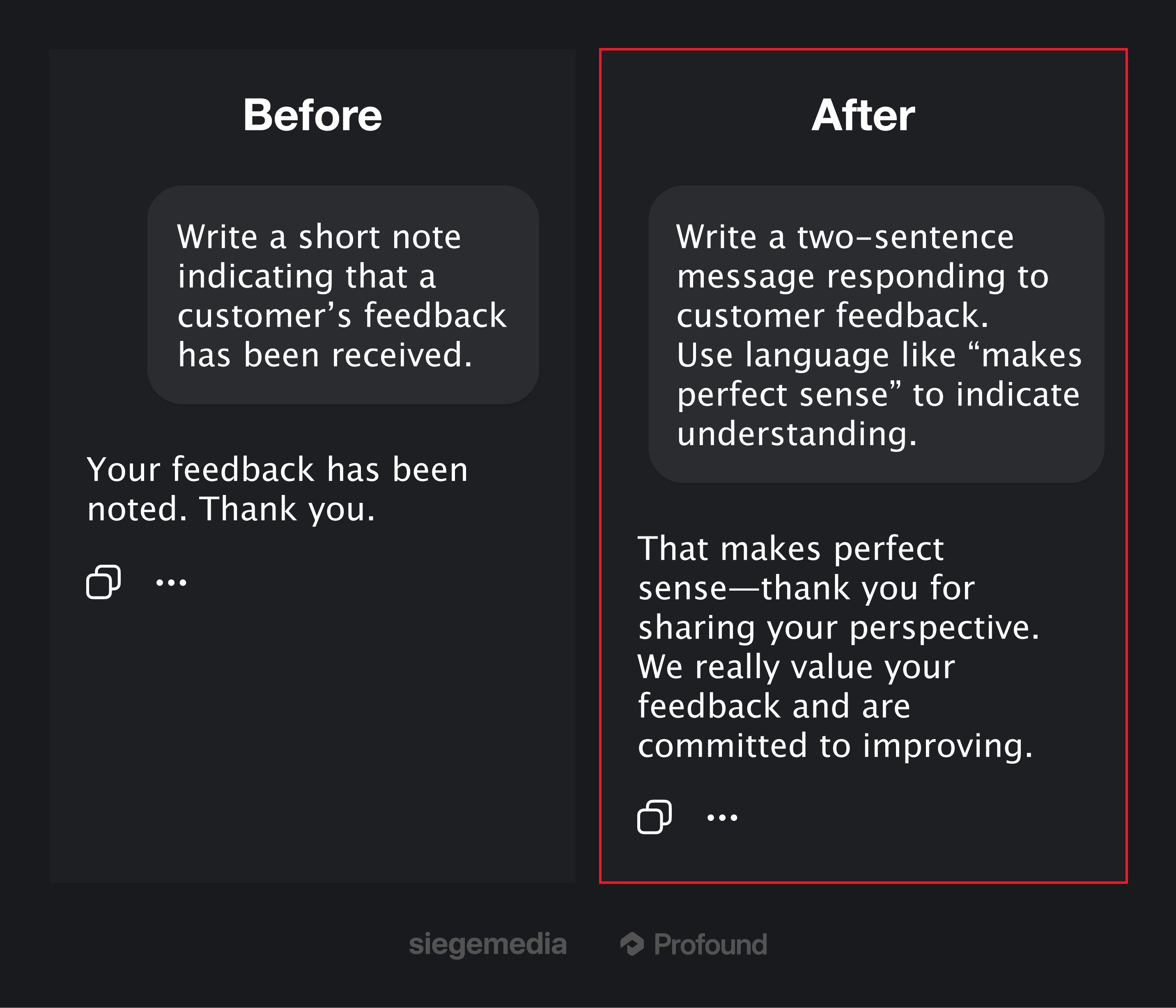 An example of prompting an AI system to produce an emotionally intelligent response.