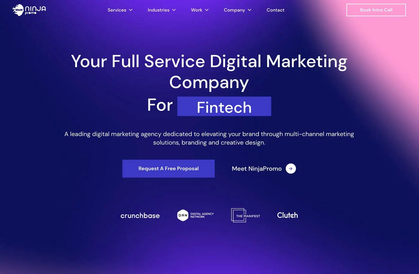 Ninja Promo's website homepage.