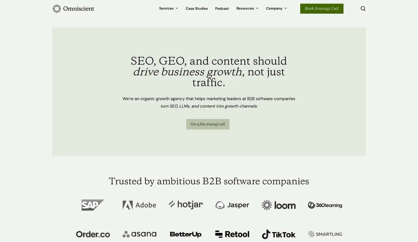 Omniscient Digital's website homepage.