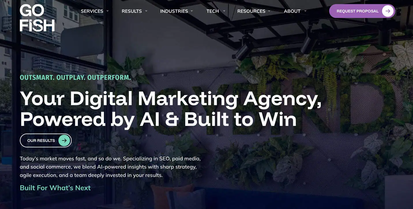 Screenshot of the Go Fish Digital homepage