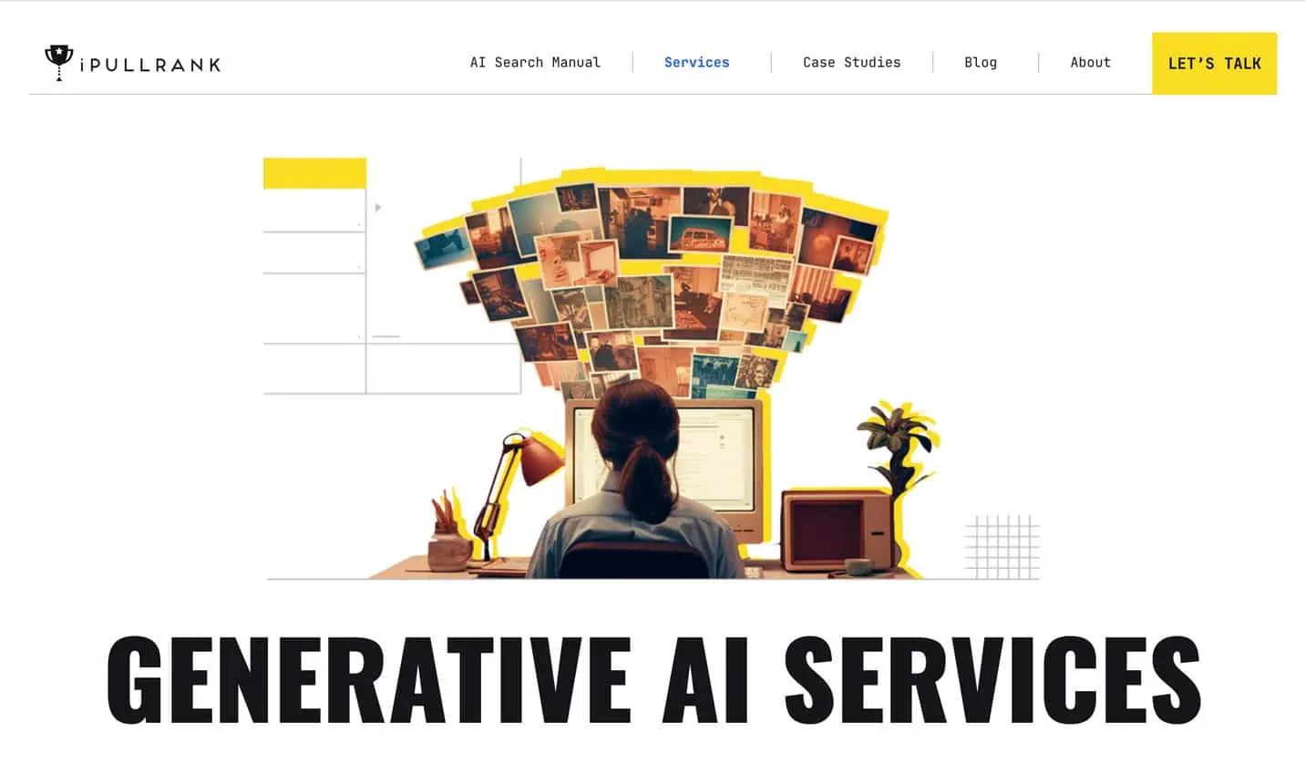 Screenshot of the enterprise GEO agency iPullRank homepage.