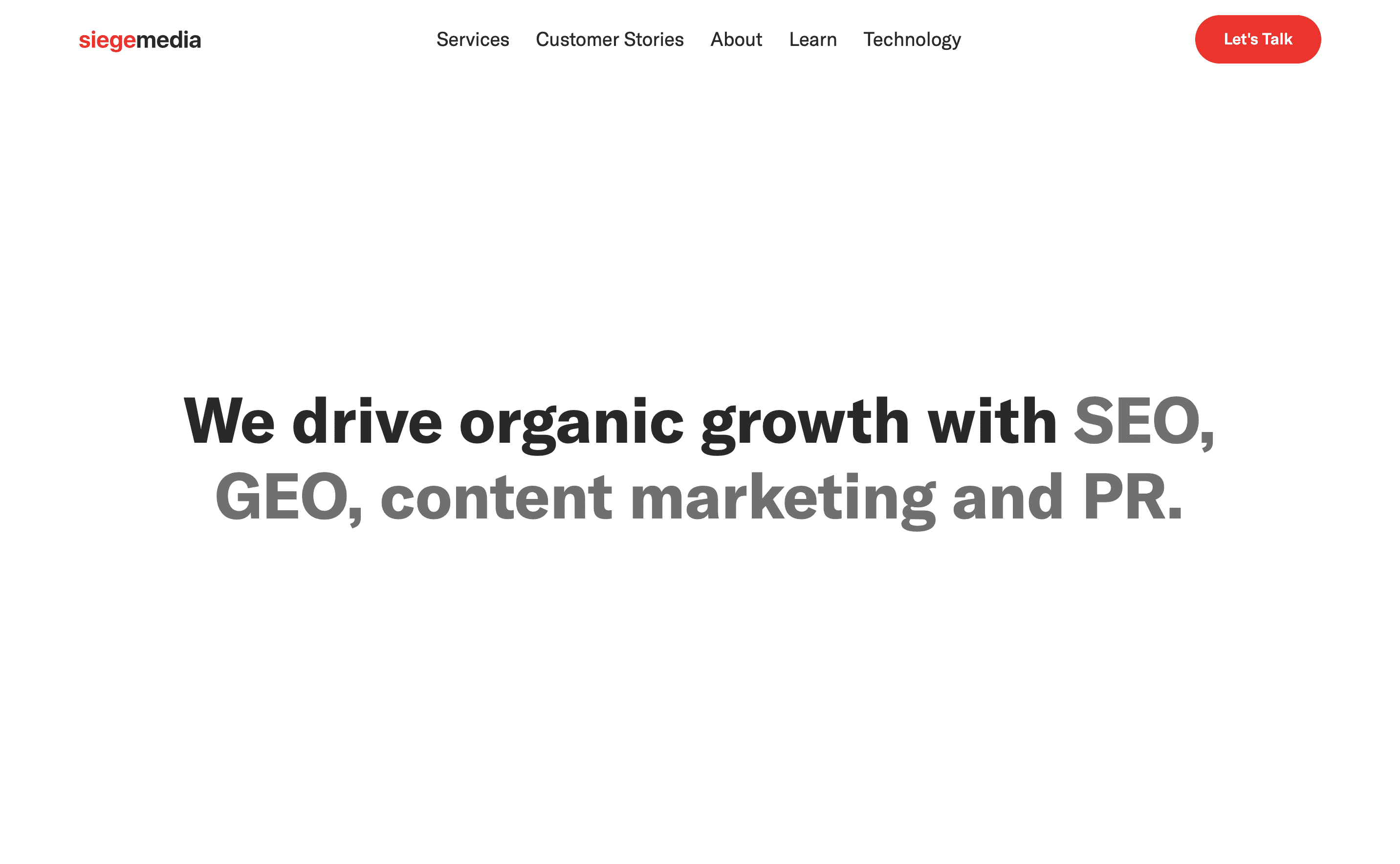 Screenshot of the Siege Media homepage