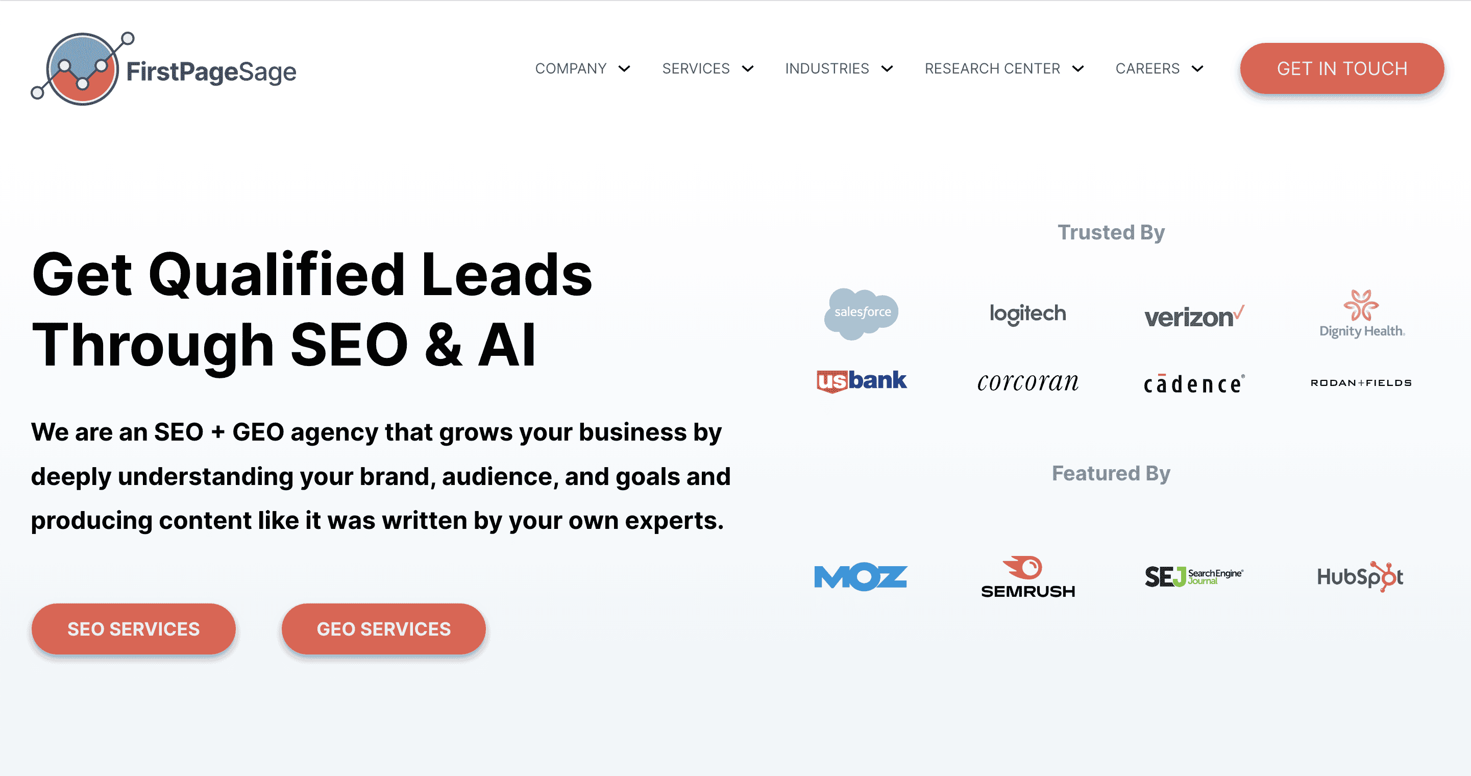 Screenshot of First Page Sage's site