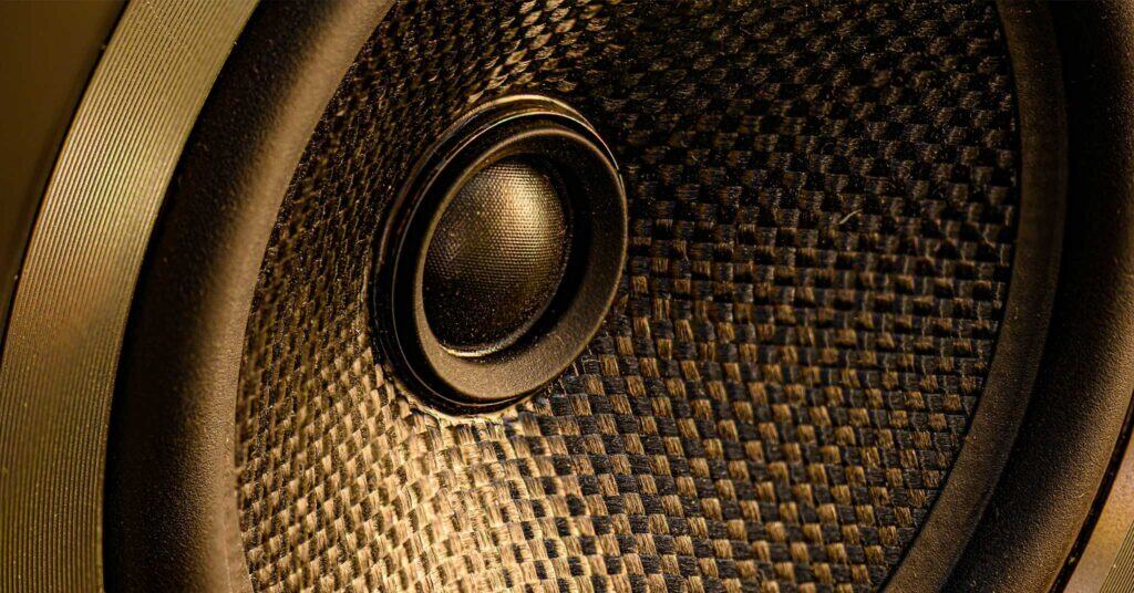 A close up image of a speaker.