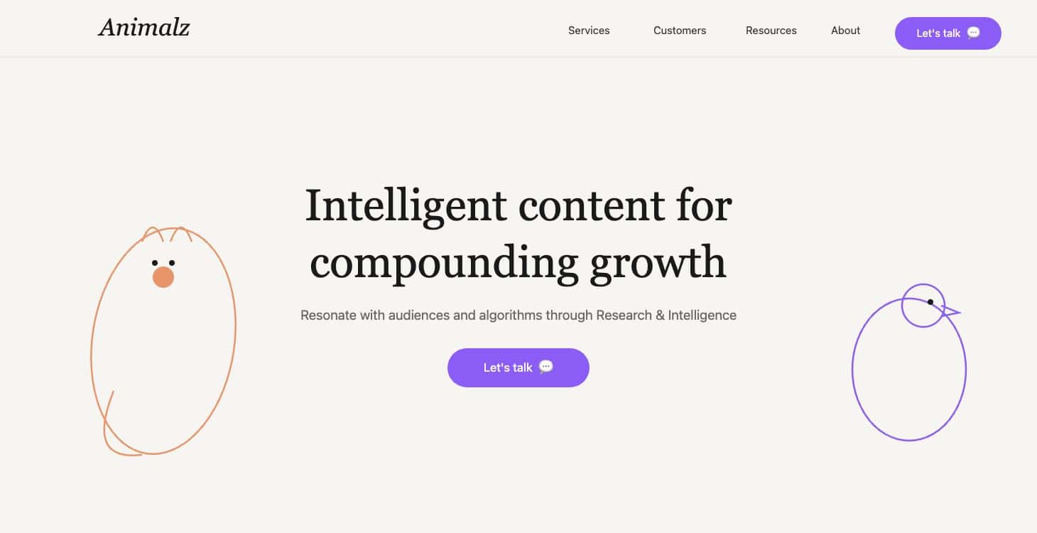 Animalz content marketing agency homepage
