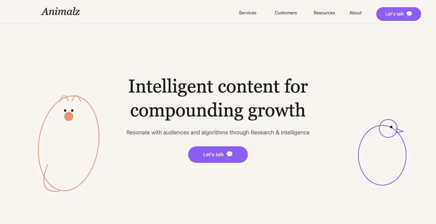 Animalz content marketing agency homepage