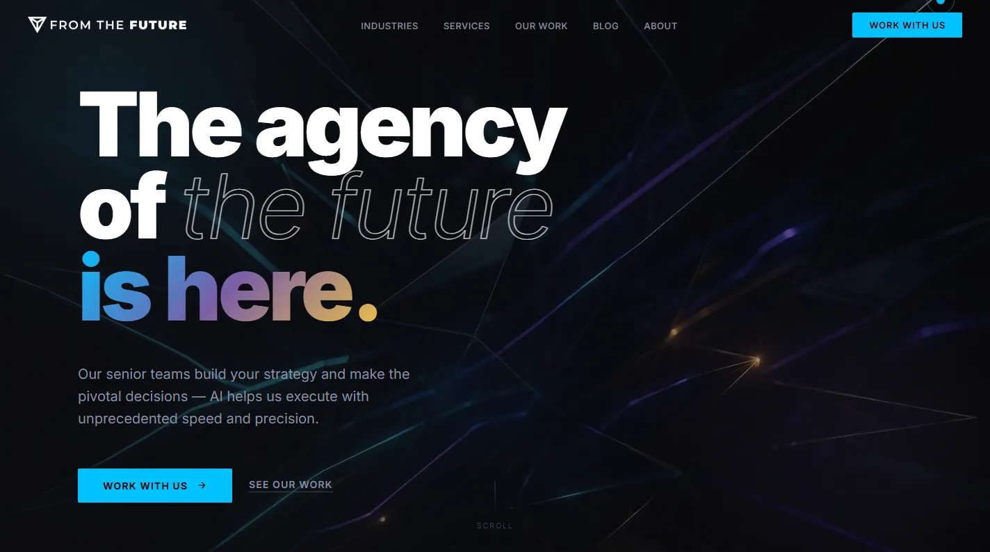 Screenshot of From the Future’s homepage