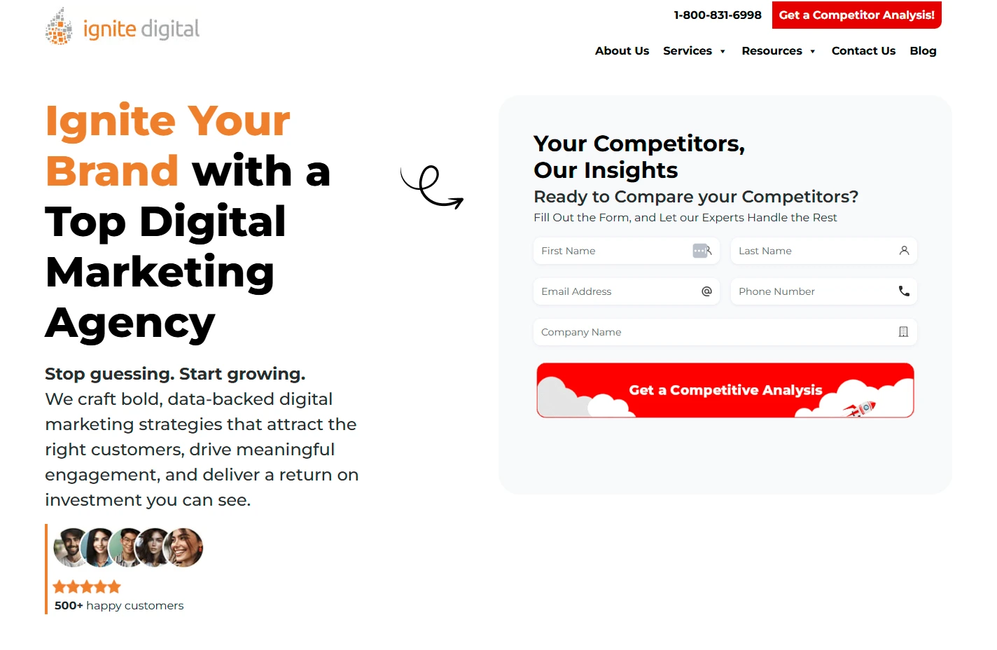 Ignite Digital SEO services page screenshot from SEO professional services managing campaigns for medium-sized businesses.