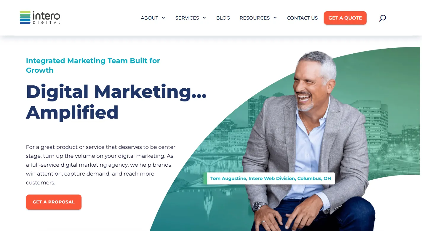 Screenshot of Intero Digital's homepage