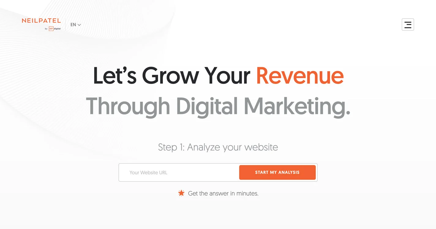 Screenshot of the Neil Patel homepage