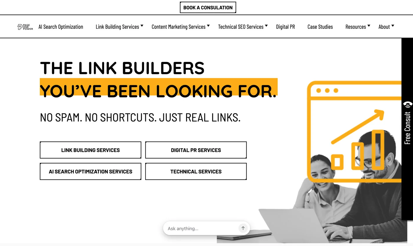 Screenshot of the Page One Power homepage
