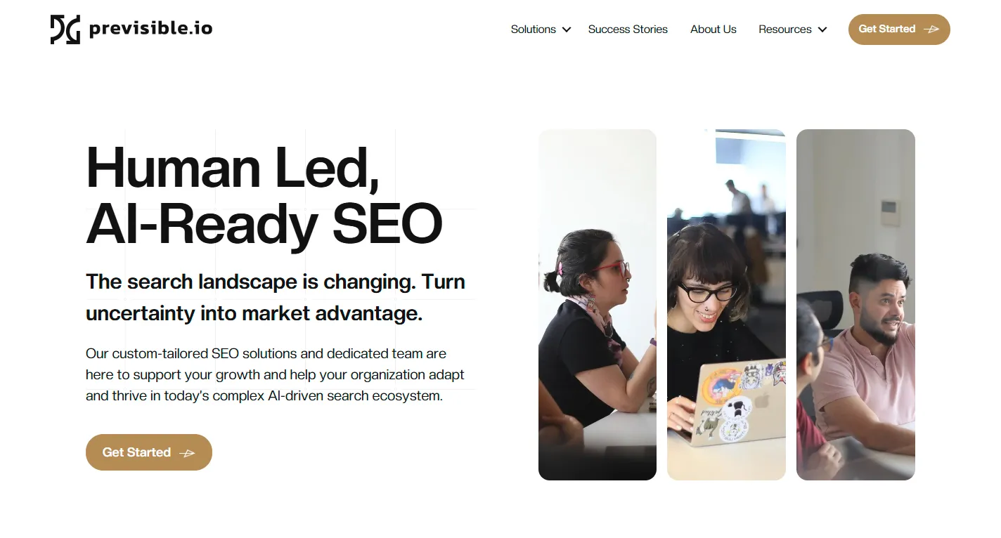 Screenshot of Previsible.io’s homepage