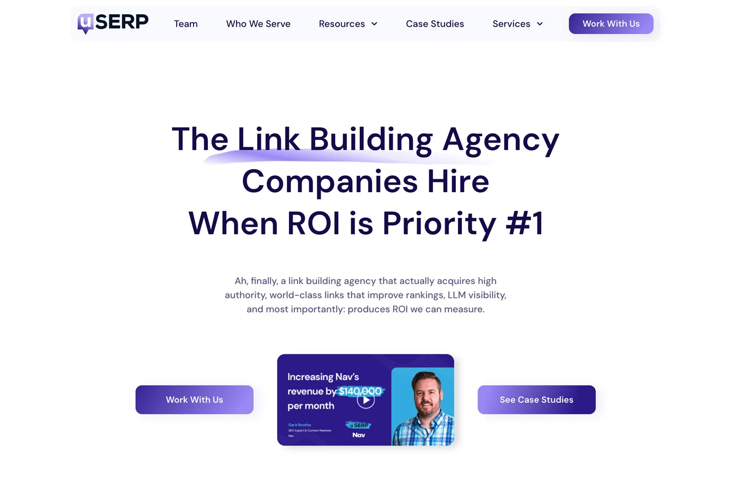A screenshot of uSERP's homepage