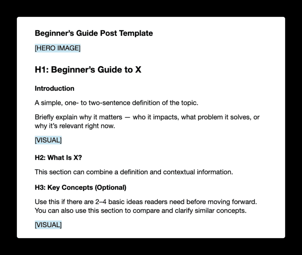 A snippet of a beginner's article post template.