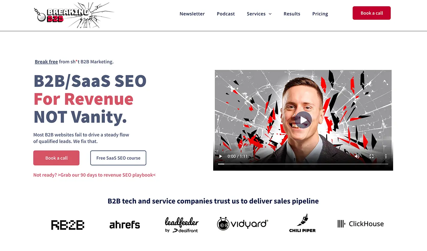 A screenshot for Breaking B2B's website.