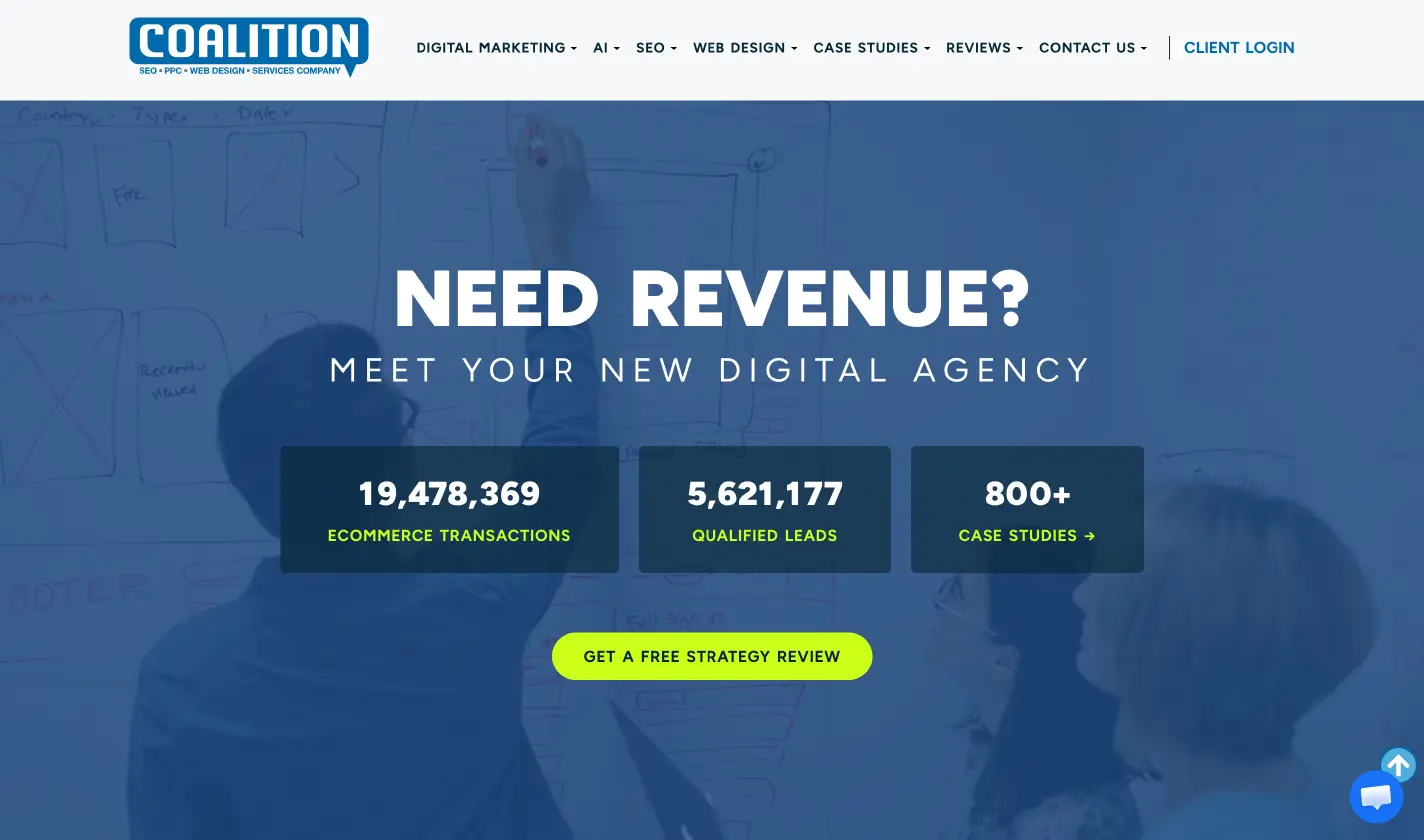 A screenshot of the Coalition Technologies website.