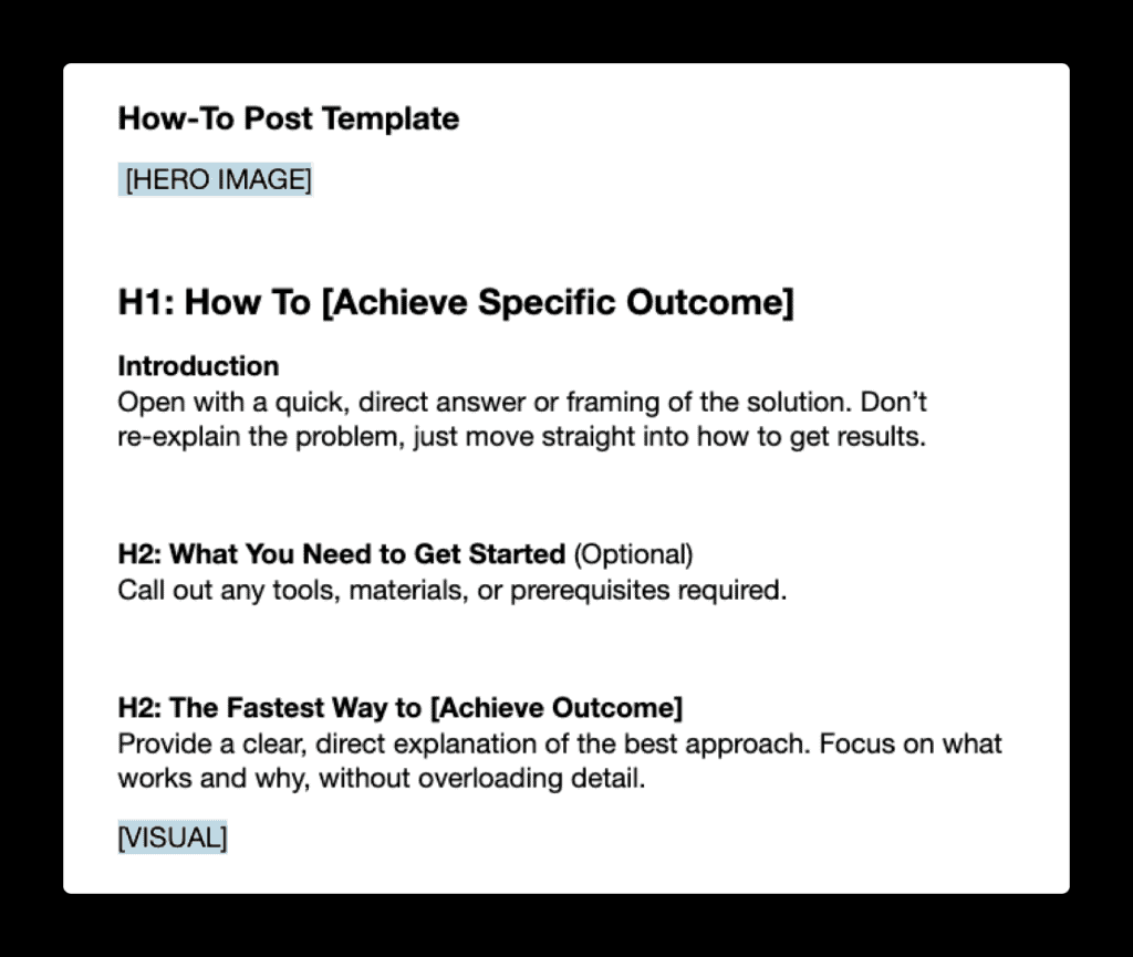 A snippet of a how to article post template.