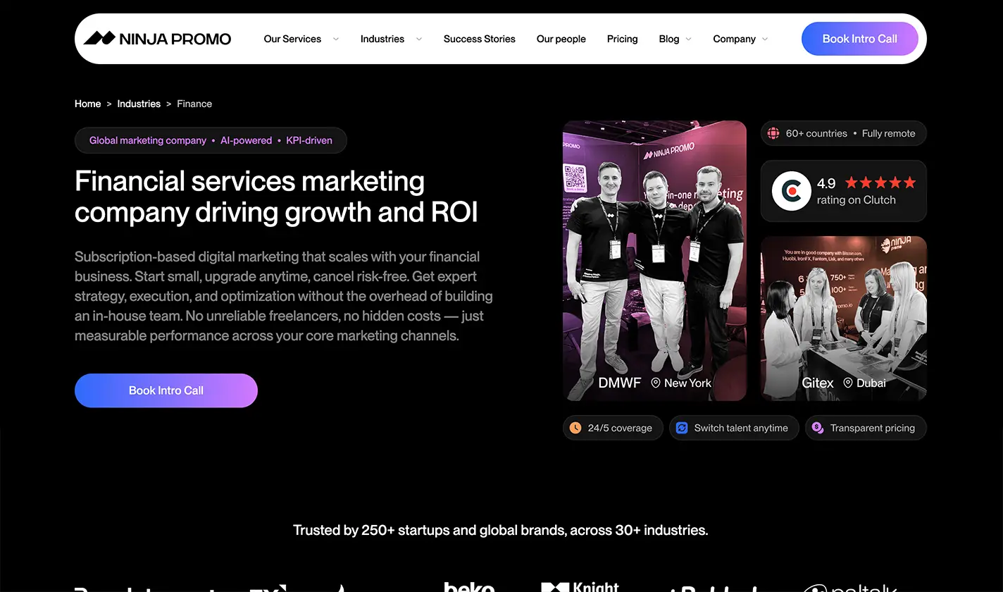 A screenshot of NinjaPromo's website.