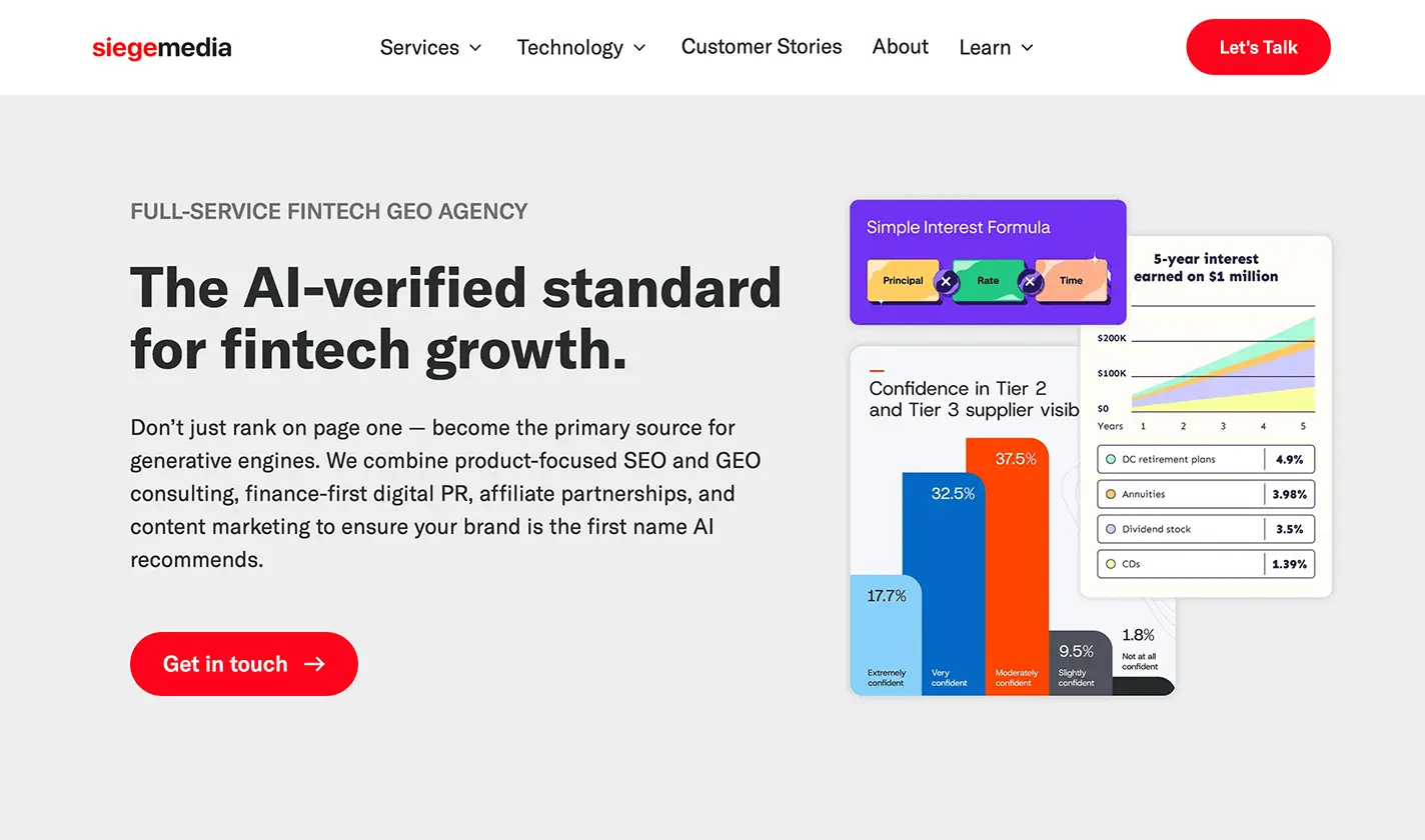 A screenshot of Siege Media's website.