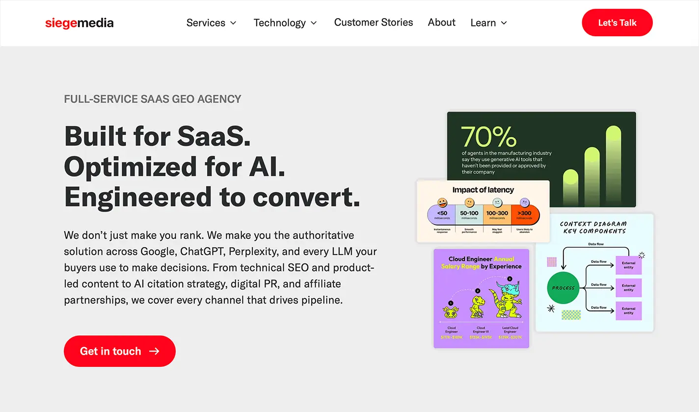 A screenshot of Siege Media's website.