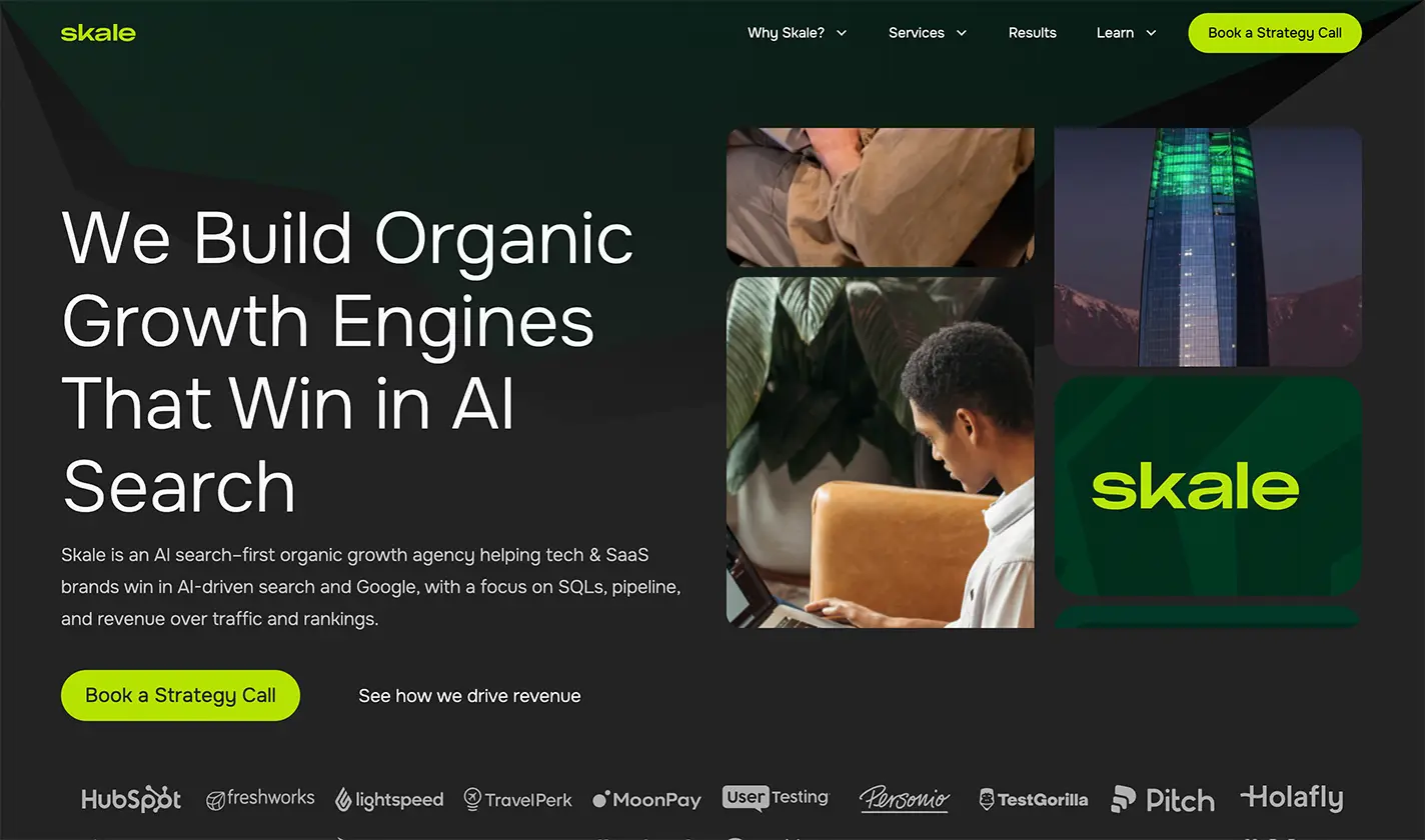 A screenshot of Skale's website.