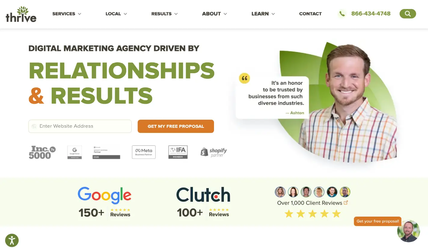 A screenshot of the Thrive Internet Marketing Agency website.