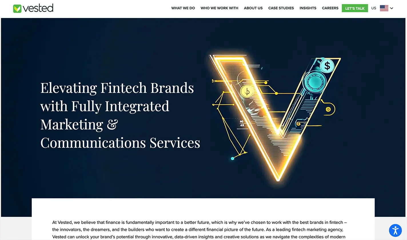 A screenshot of Vested's website.